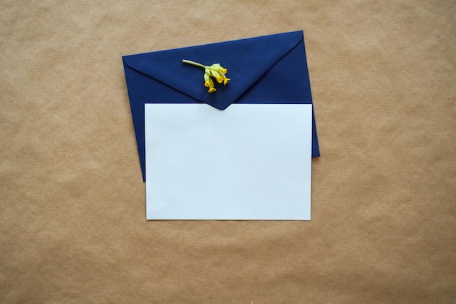 blue envelope with flower