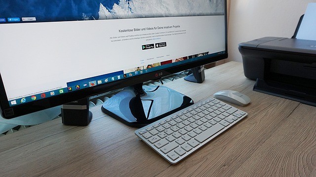 computer and printer on the table