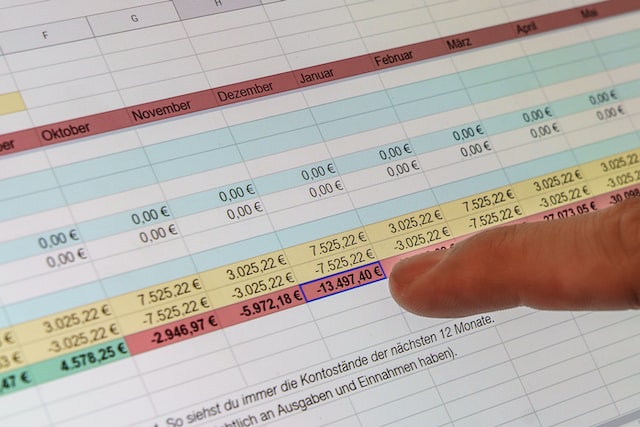 excel table on screen