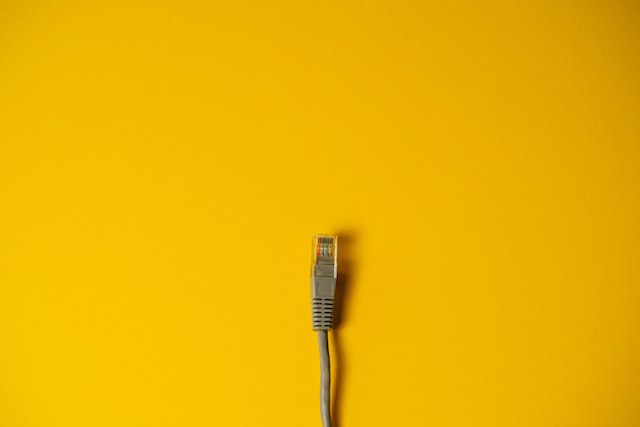 grey ethernet on the yellow background