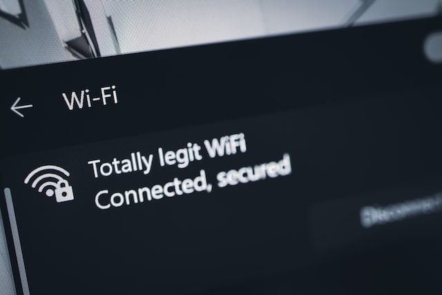 laptop connected to the secured wifi