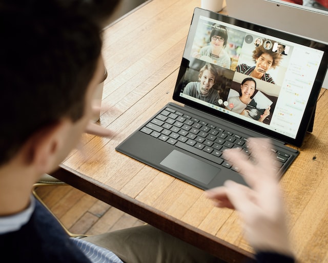 person using the laptop for communication