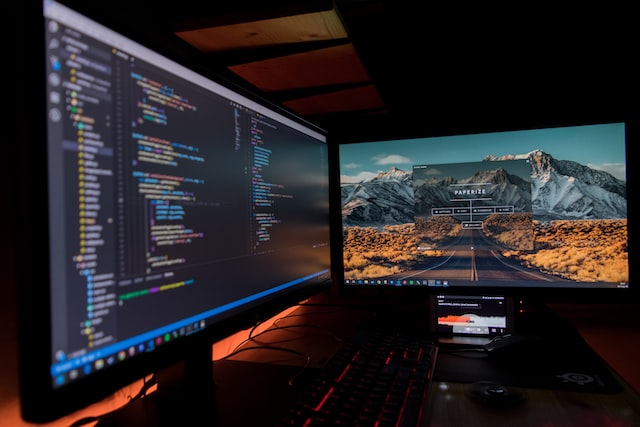 two screens of a computer