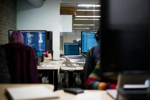 black-flat-screen-computer-monitors